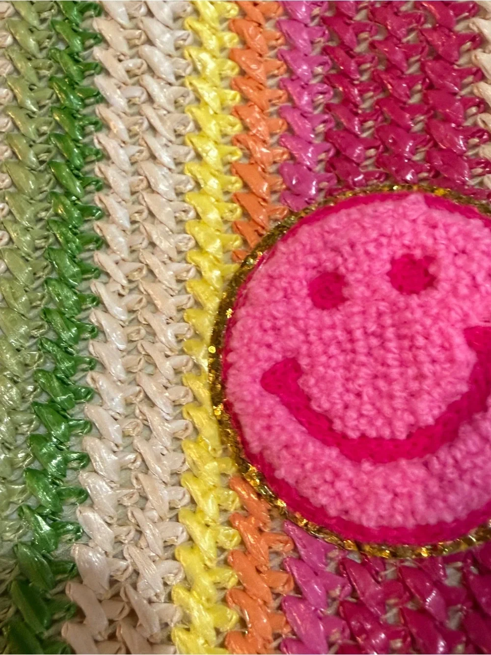 Rainbow Stripe Smiley Pouch - Multicolor NWT